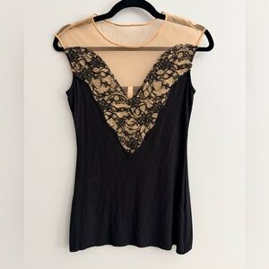 Women’s Bailey 44 Black & Tan Lace Detail Sleeveless Blouse Top - Size Small